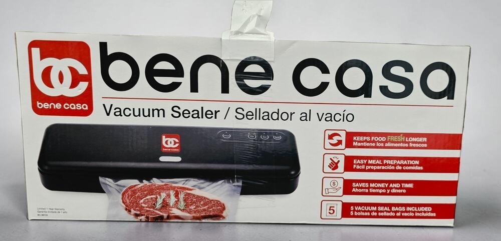 Bene Casa BC-99733 Vacuum Sealer Black New in Box with 5 Bags Included